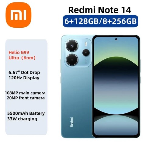 NEW SEALED Xiaomi Redmi Note 14 6.67 Inch 128G+6G 108MP Dual SIM Global Version