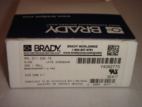 US$49 BRADY Labels WML-211-292-75 Wire & Cable Marking 1 Roll NEW - Picture 2 of 4