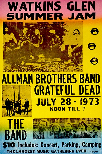 Allman Brothers - Grateful Dead - The Band - 1973 - Watkins Glen Poster