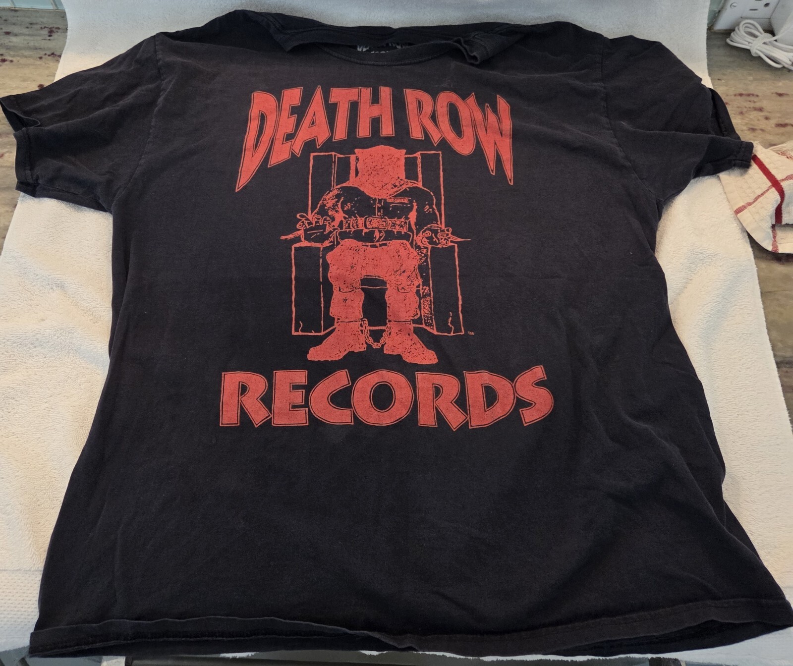 FILA T shirt uomo originale etichetta Death Row Records logo rosso nera taglia GRANDE