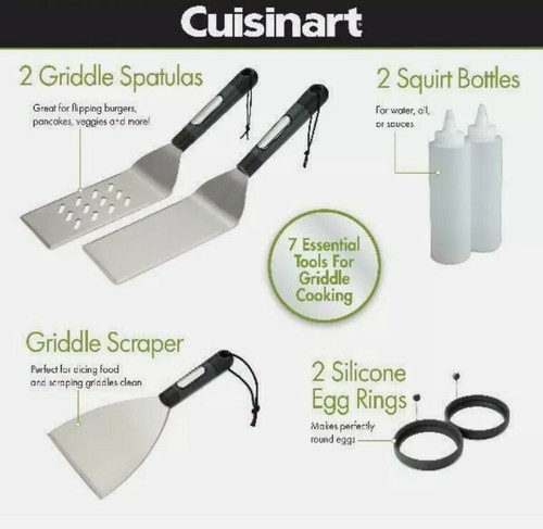 NEW Cuisinart 7 Piece Griddle Set Outdoor BBQ Grilling Camping Cooking - Picture 8 of 12