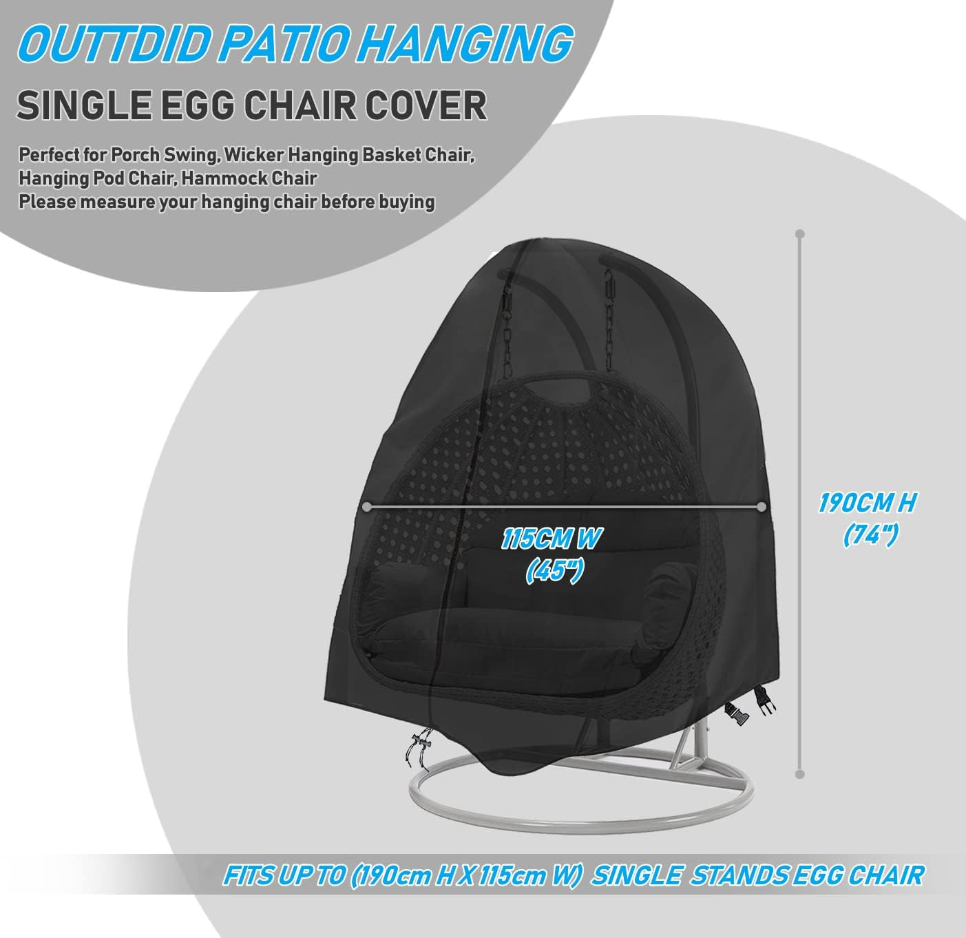 Patio Hanging Chair Covers, OUTTDID Egg Swing Cocoon Chair Cover with