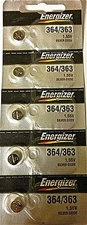 ENERGIZER 364/363 SR621W SR621SW (5 piece) BATTERIES Sealed Authorized Seller 