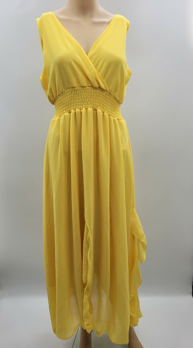 ladies yellow maxi dress Deep V Neck romoti and summer events. Yellow Maxi Dress | Hello,