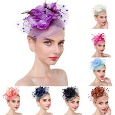 LOT Flower Hair Clip Mesh Feather Fascinator Hat Tea Party Wedding Ladies US