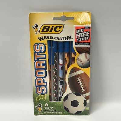 Vintage Bic Wavelengths Play Sports Pens!  6 Blue ink pens! Unique Items ! NICE