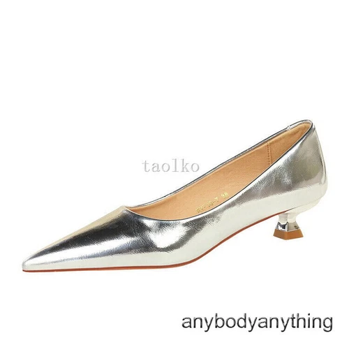 Scarpe da donna 3,5 cm tacco medio gattino punta decolte OL donna festa nuove - Foto 6 di 29