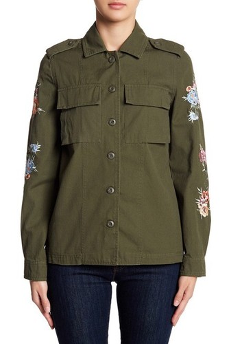 Coffee Shop Future Is Female Womens Large Jacket Green Embroidered Military - Picture 5 of 12
