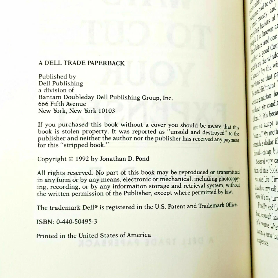 1001 Ways To Cut Your Expenses Book by Jonathan D. Pond US Seller & USPS Shipped - Image 3 of 4