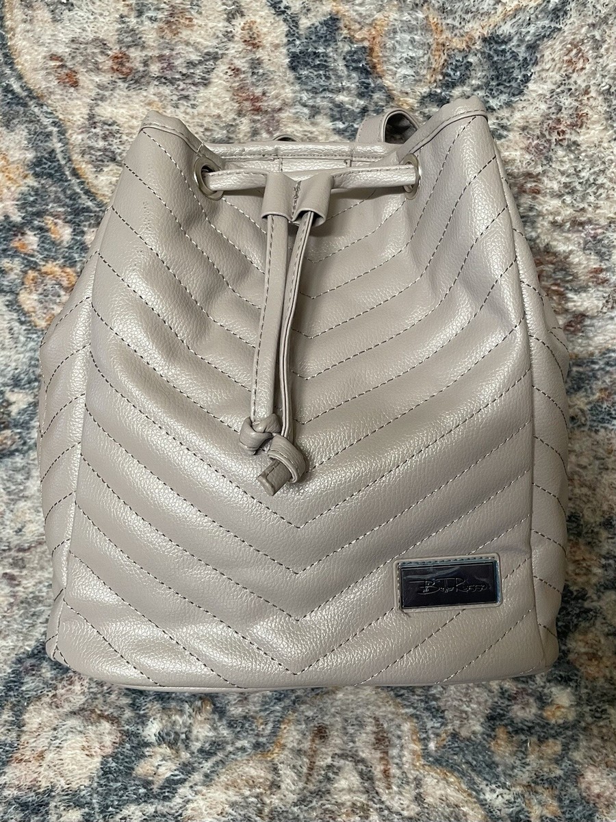 bella faux leather backpack NEW Bella Russo Faux Leather Quilted Backpack Bag Purse Light Gray