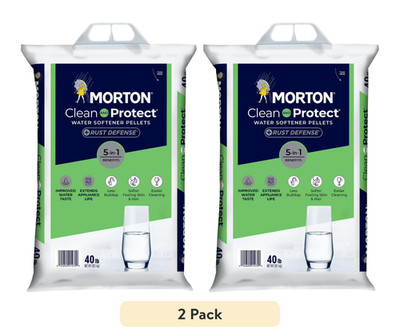 Morton Clean Protect Plus Rust Defense Water Softener Salt Pellets, 40 LB,2 PACK