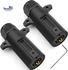 2 Pack 7 Pin Trailer Plug Nut Style , 12V 7 Way Trailer Light Connector, 7 Pron