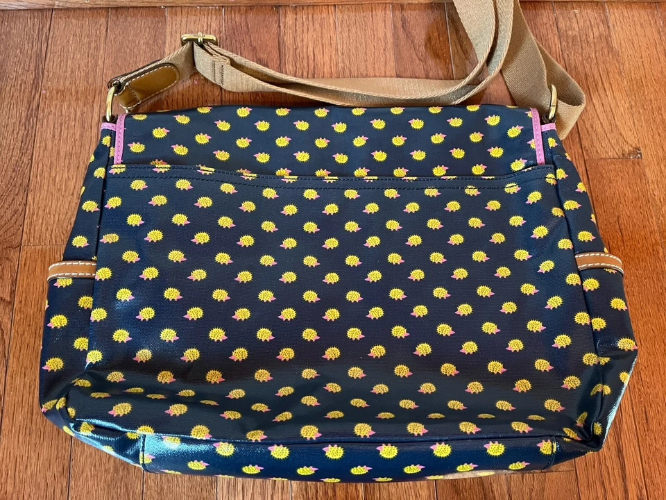 Холщовая сумка-мессенджер Fossil для ноутбука с покрытием, темно-синий еж - Изображение 2 из 4