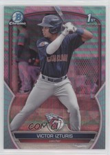 2023 Bowman Chrome Prospects Aqua & Pink Vapor Refractor Victor Izturis 03ox