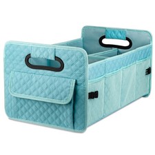 Lake Blue Collapsible Car Trunk Organizer Multi Compartment Storage Box