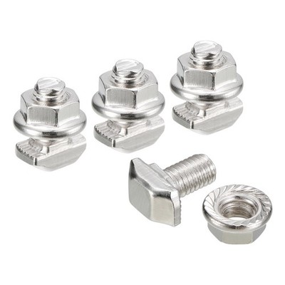 M5x10mm T Slot Drop-in Bolt and M5 Hexagon Flange Nut Set, 30 Sets for 20 Series
