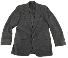 SAKS FIFTH AVENUE Camel Hair Men's Gray Houndstooth Sport Coat Size 40