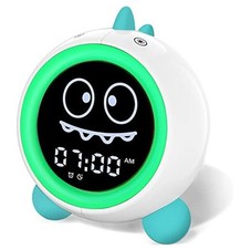 Kids Alarm Clock, Toddler Sleep Training Clock with Night Lights, Sound Green