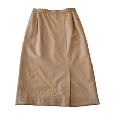 Vintage Pendleton Wool Pencil Skirt Tan Camel 6 Thigh Slit Preppy Academia