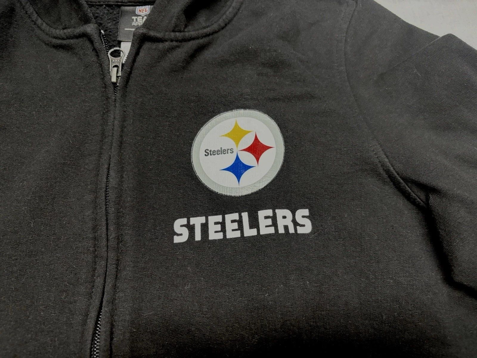 VETEMENTS Felpa con cappuccio e zip intera Pittsburgh Steelers NFL Team Apparel ragazza taglia XL 16