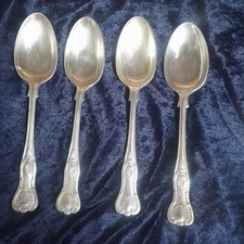 Mappin & Webb Dessert Spoons Antique Kings Pattern silver plated Set Of 4 7"