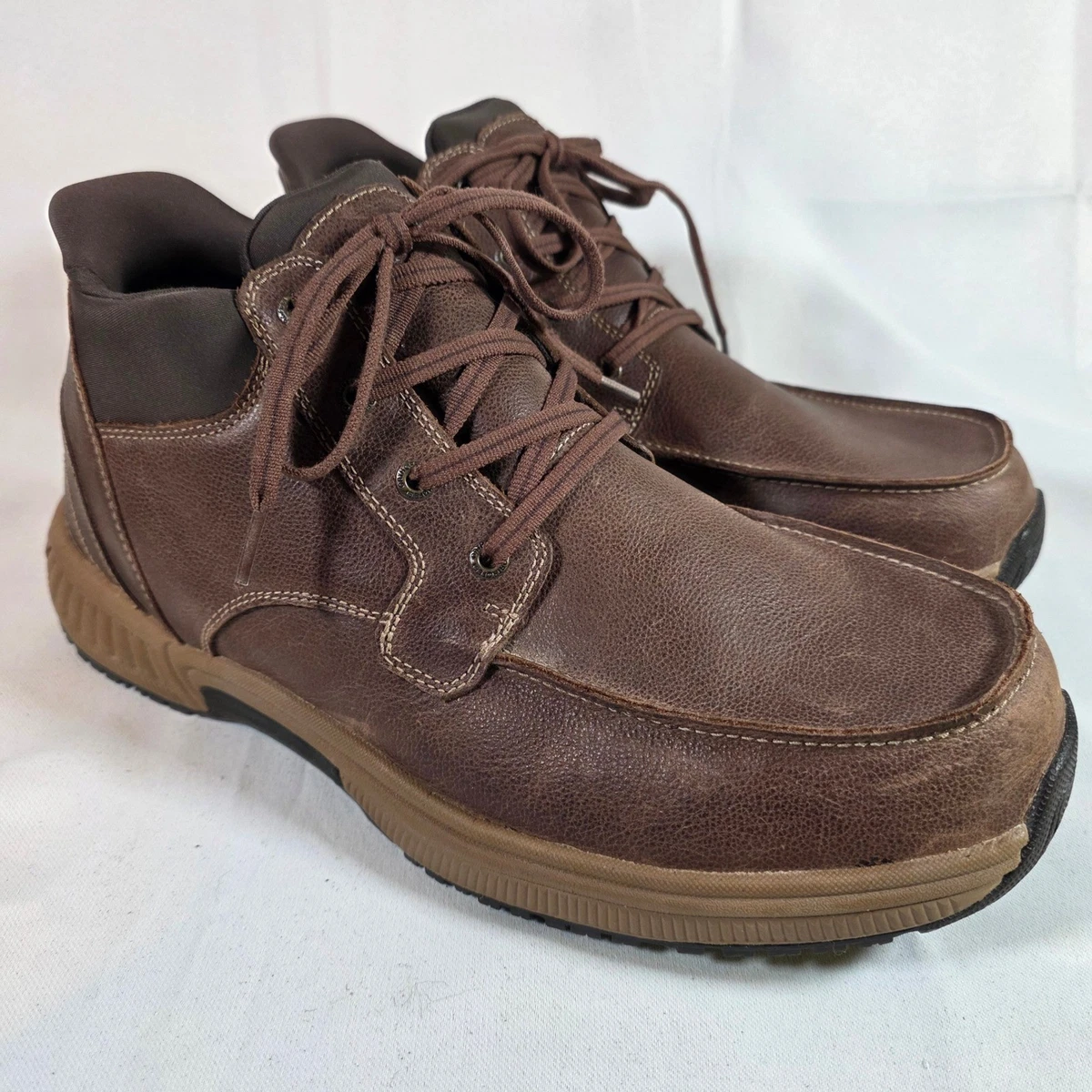 Orthofeet Verno Mens 12 2E Wide Brown Leather Moc Toe Work Shoes Boots Men main image 2