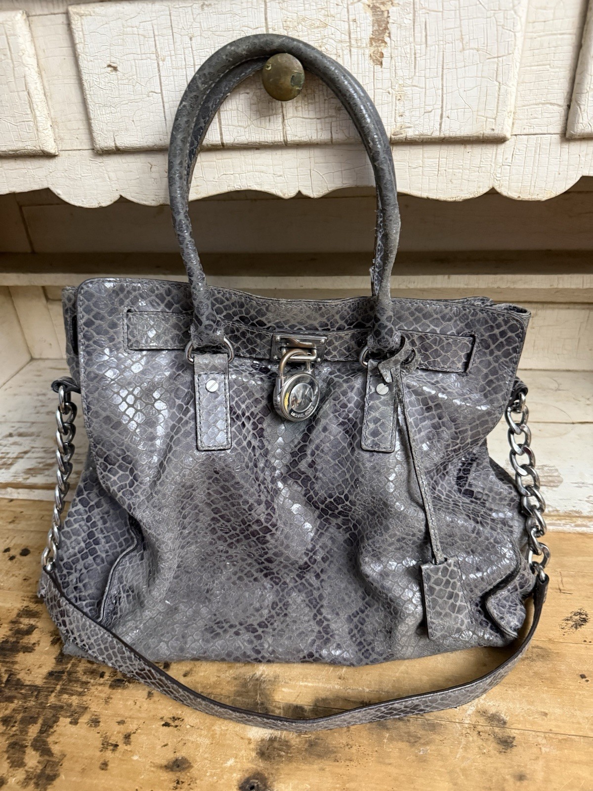 Michael Kors Hamilton Gray Python Snake Leather T… - image 2