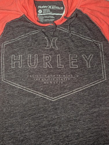 Hurley Damen kleiner rot und grauer Langarm leichter Hoodie Sweatshirt - Bild 2 von 5