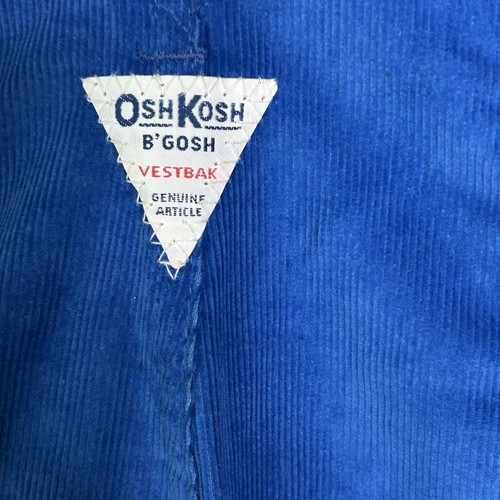 Vintage OshKosh Bib Overalls Boys 5 Blue Vestbak USA Corduroy Farmer Country 90s - Picture 3 of 9