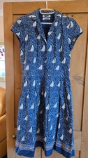 SEASALT Lottie dress navy blue sailing boats 100% cotton lined pockets sz 12 VGC