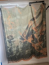 Unbranded Dupatta Scarf Unisex 42 in x92 in Chiffon Gray/Green/Orange Botanical