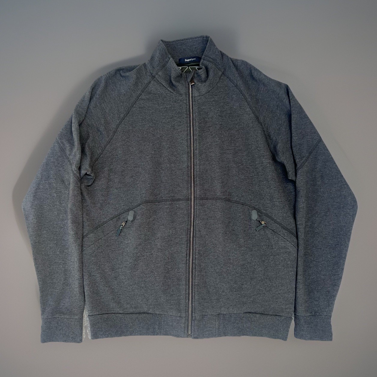 Ermengildo Zegna Sport Men Full Zip Track Jacket Sweater Gray XXL Cotton Viscose