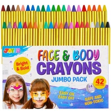 42PCS Face and Body Paint Crayons, XL Face Painting Kit Safe and Non-Toxic