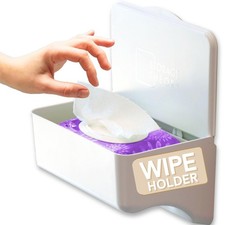 Storage Theory Bathroom Wipes Holder Dispenser w/ Shelf - Wall Mount Organizer