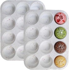 2Pcs Silicone Muffin Pan for Baking - 12 Cup Regular Size Cupcake Pan, Silicone