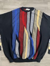 Vintage St Croix Shop Sweater Mens 2xl Multicolor Geo 3D Knit Cotton USA 90s