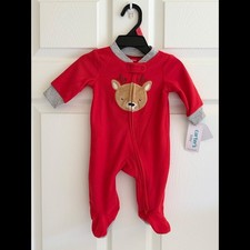 Carter s Infant Reindeer Fleece Sleep Play 3M 6M 9M One-Piece NWT