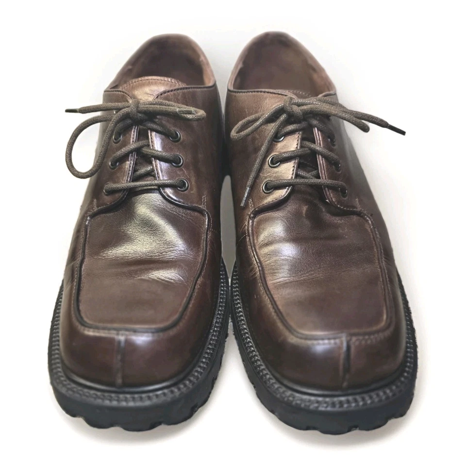 Zapatos Oxford De Colección Y2K Kenneth Cole Reaction Para Hombres 12 Cuero Marrón Suela Gruesa Foto 2 de 4