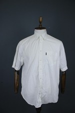 Valentino Jeans White Solid Cotton Short Sleeve Button Down Collar Shirt Size 41