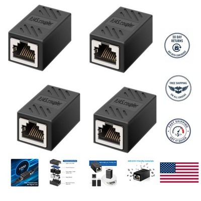 High Performance RJ45 Coupler Set - 4-Pack Ethernet Extenders for Home or Office