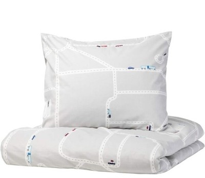 NWT Ikea Upptag Twin Duvet Cover & 1 Pillowcase Cars Street Parking