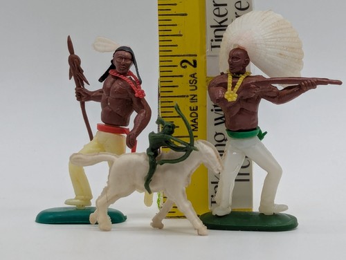 Vintage Wild West Indians Chief Mounted Horse Bow Tepees Hong Kong & Unbranded - Picture 16 of 21