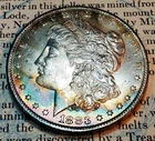 * 1883 O * BU MS++ MONSTER RAINBOW TONED ALL ORIGINAL RARE MORGAN DOLLAR #A25