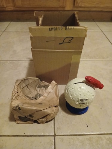 1969 Apollo Cast Iron Space Bank NOS Original In Mailer Box With Orig Newspaper - Picture 9 of 10
