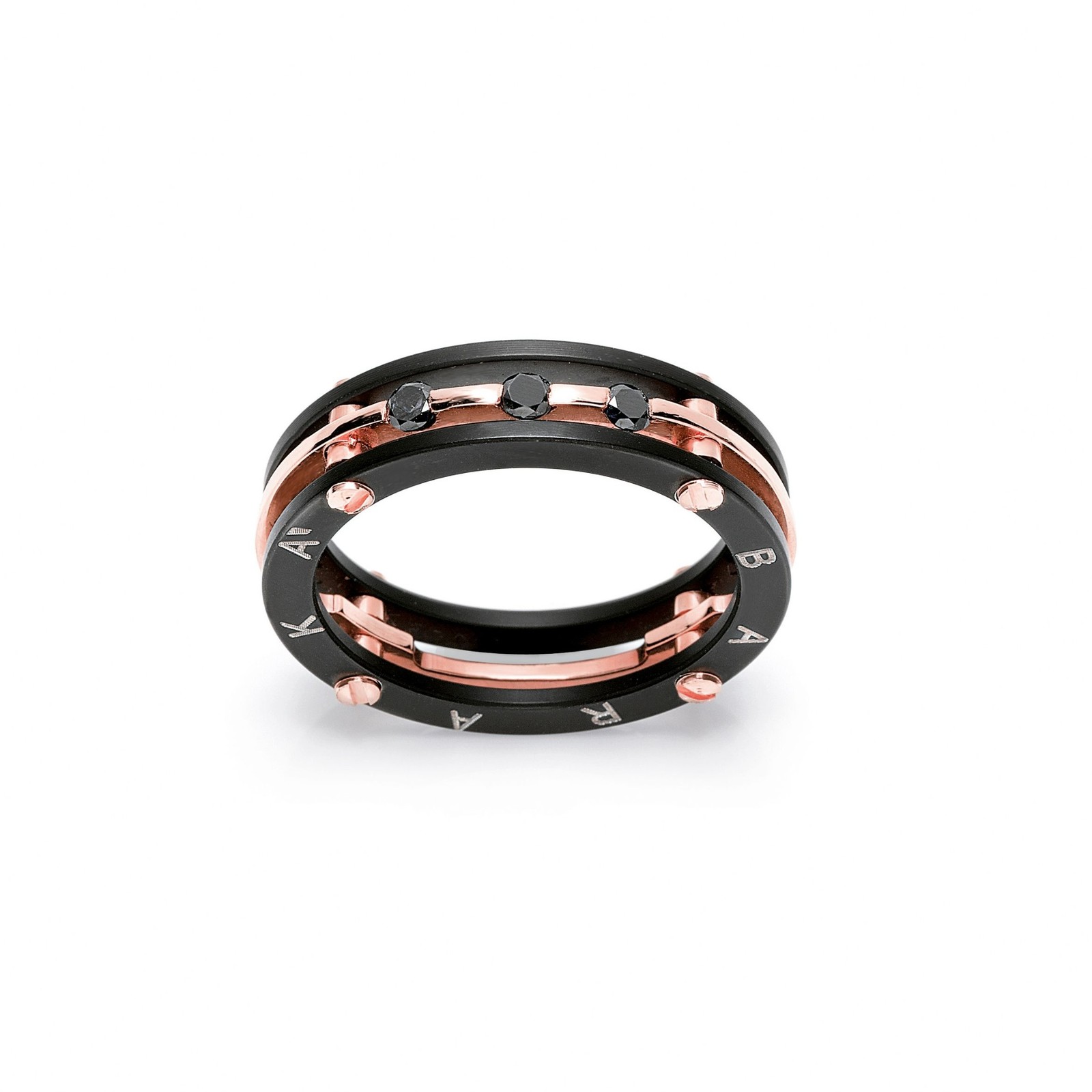 Мужское кольцо BARAKA с бриллиантами из коллекции AN213371ROBB1900 из розового золота с черными бриллиантами