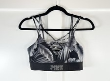 Victoria's Secret PINK Ultimate Strappy Unlined Sports Bra Tropical Black M