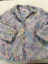 ALFRED DUNNER Plus 16 Pastel Paisley Quilted Lined Blazer Jacket Purple Blue D97