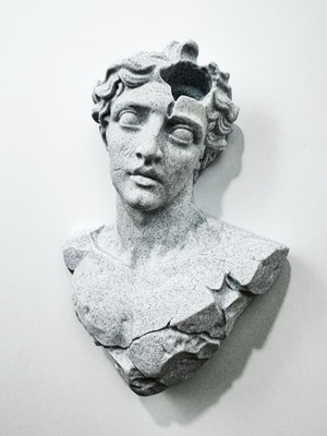 Modern Broken Greek Bust 9  Wall Sculpture | Stone Style Classical 3d Print Art