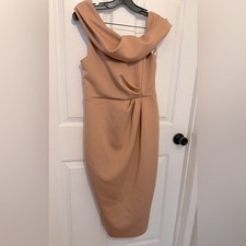 ASOS Women’s Blush Drape Neck Ruched Midi Dress Size 8