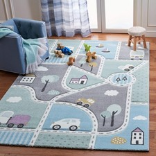 SAFAVIEH Carousel Kids 8x10 Area Rug - Grey  Light Blue, Non-Shedding
